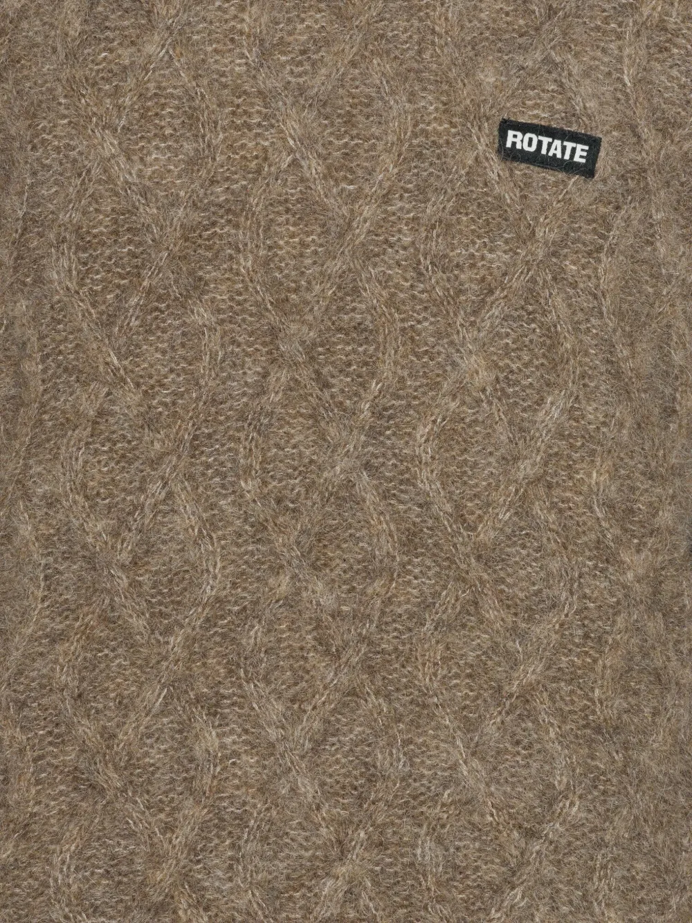 Rotate Birger Christensen Cable-knit Crew-neck Sweater In Brown