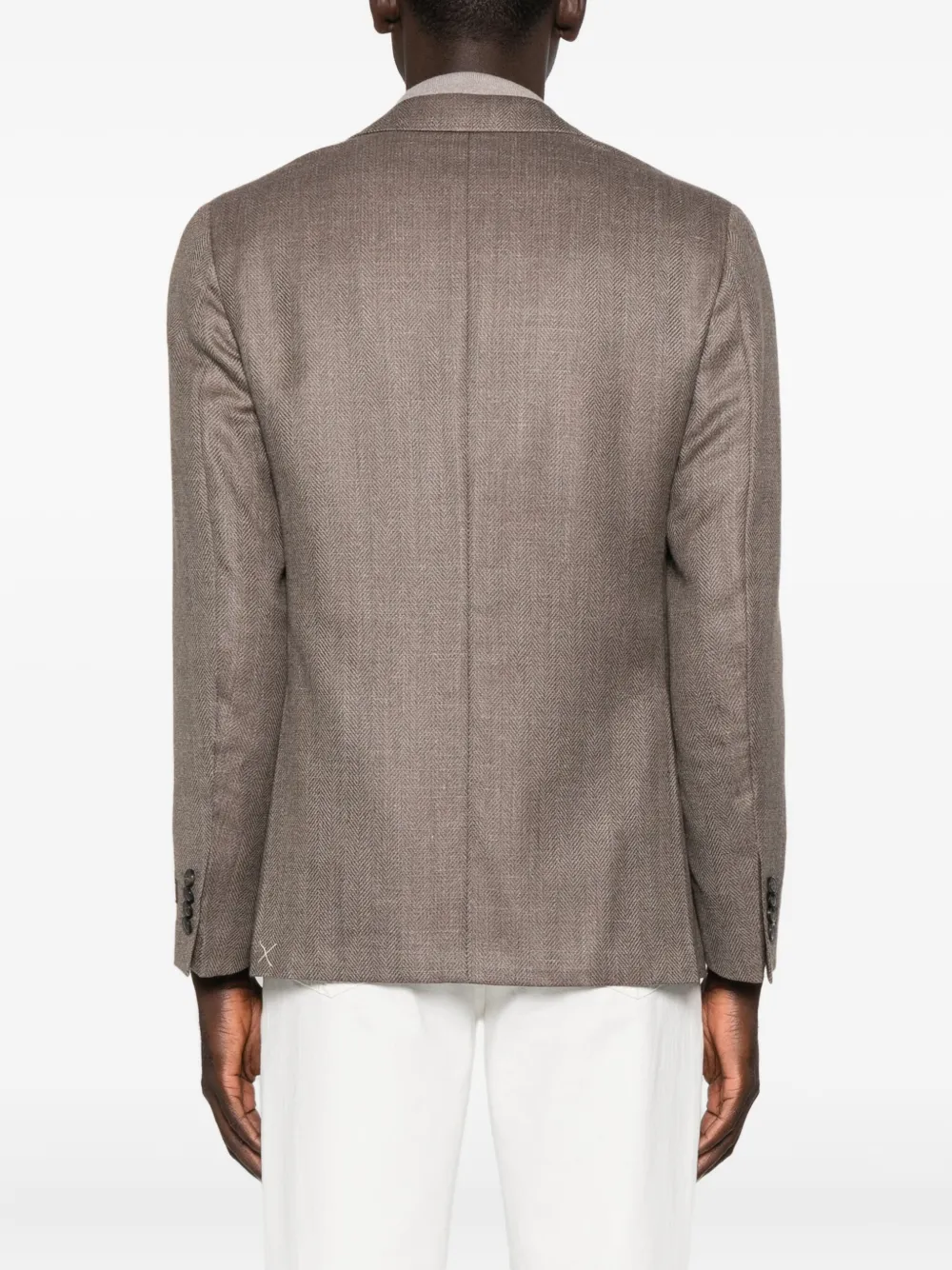 Canali Herringbone Single-breasted Blazer In Gray