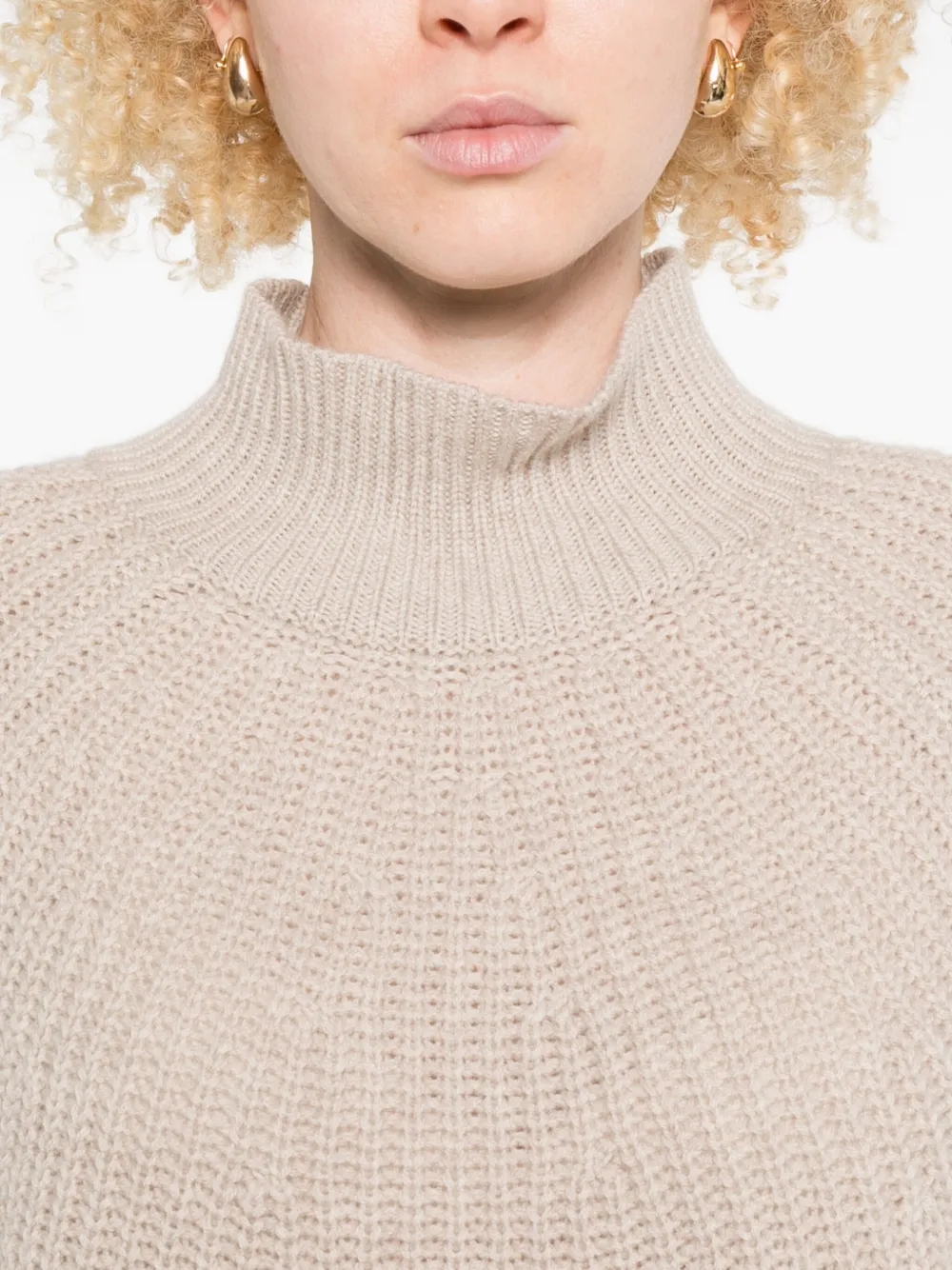 Allude High-neck Ribbed-knit Sweater In Neutral