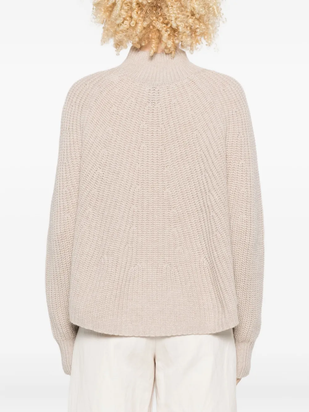 Allude High-neck Ribbed-knit Sweater In Neutral