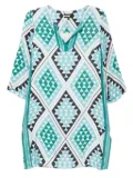 Marc O'Polo geometric-print V-neck midi dress - White