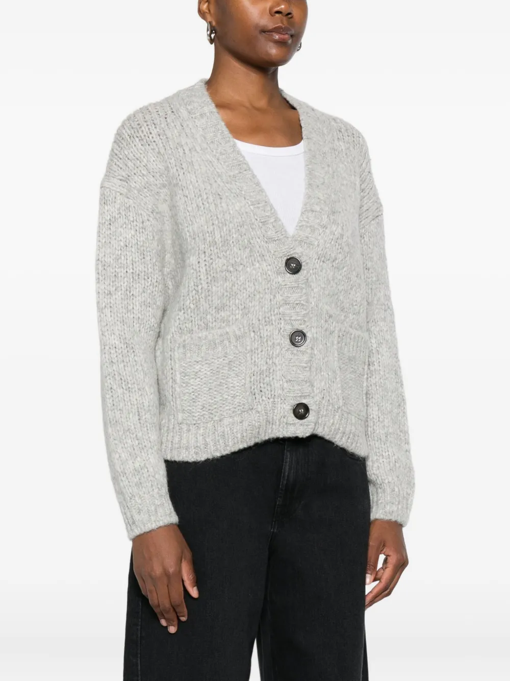 Marc O'polo V-neck Cardigan In Gray