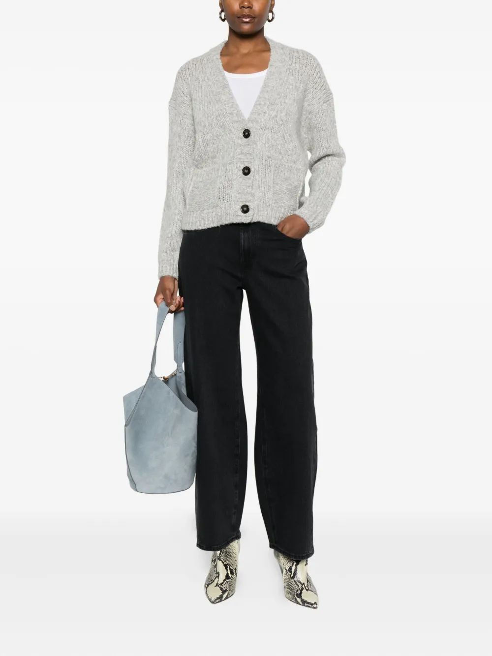 Marc O'polo V-neck Cardigan In Gray