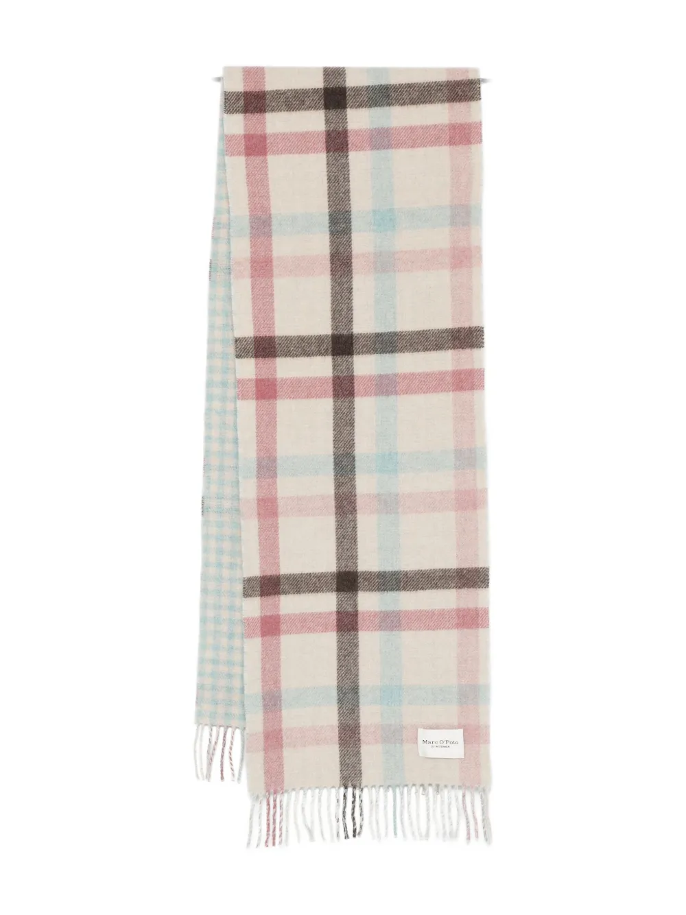 Marc O'polo Checked Fringed Scarf In Neutral