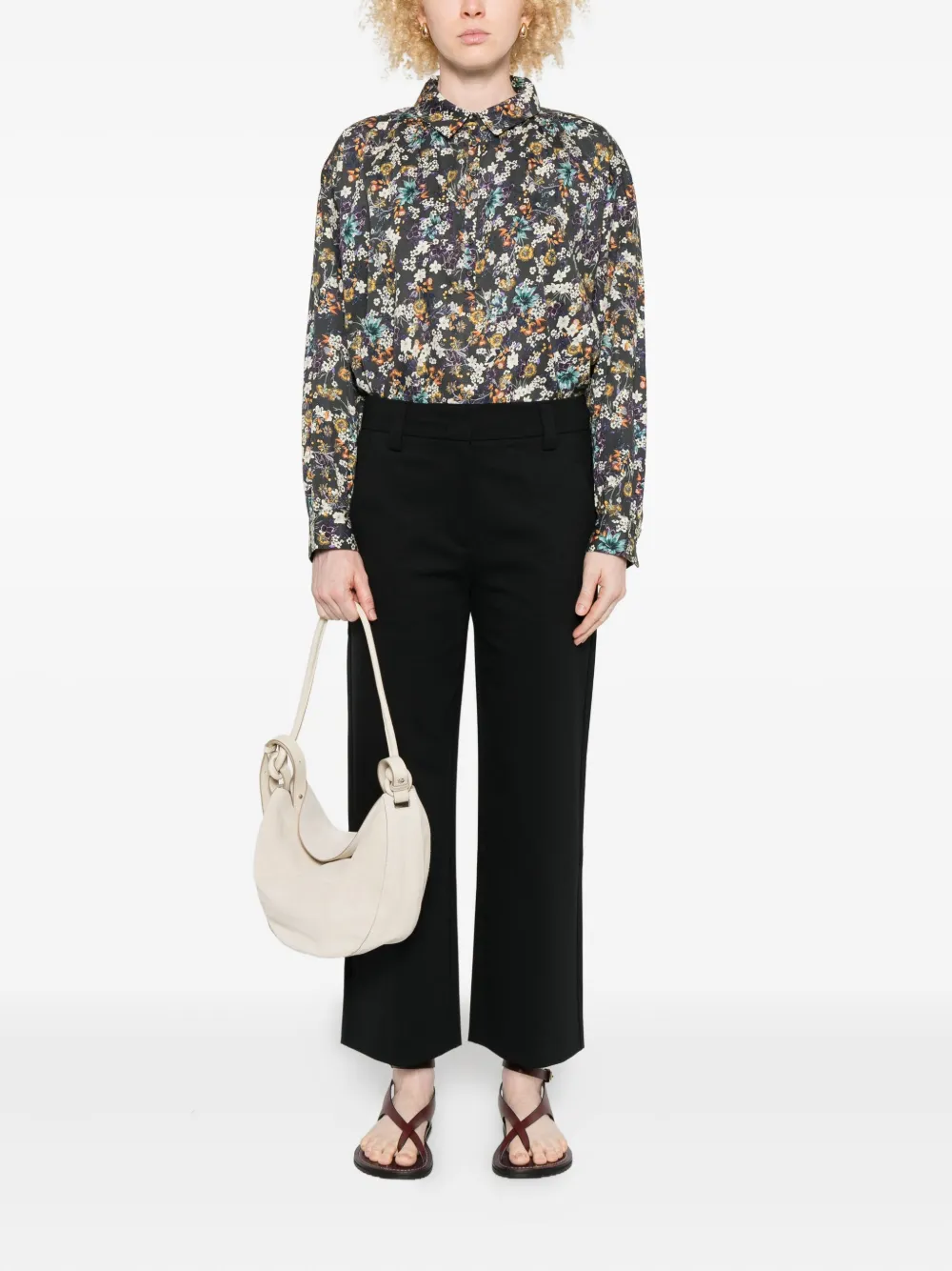 Marc O'Polo floral-pattern shirt - Zwart