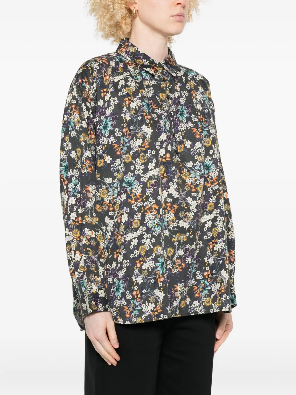Marc O'polo Floral-pattern Shirt In Black
