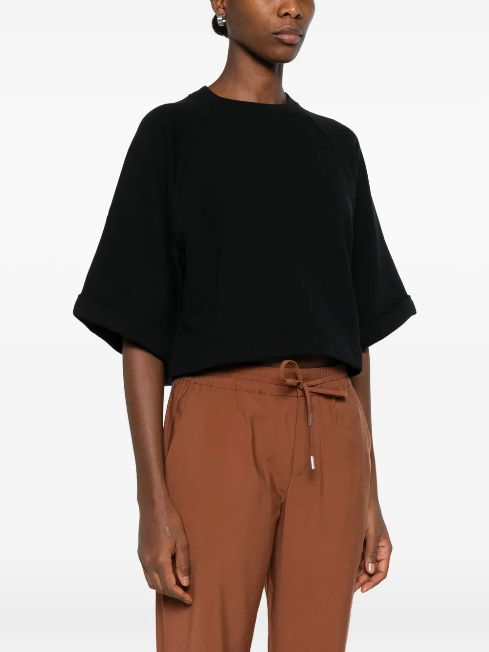 Marc O'Polo Cropped T-shirt met raglan mouwen Zwart