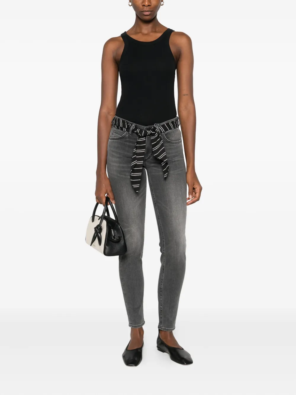 Marc O'Polo Jeans met gestreepte ceintuur - Grijs