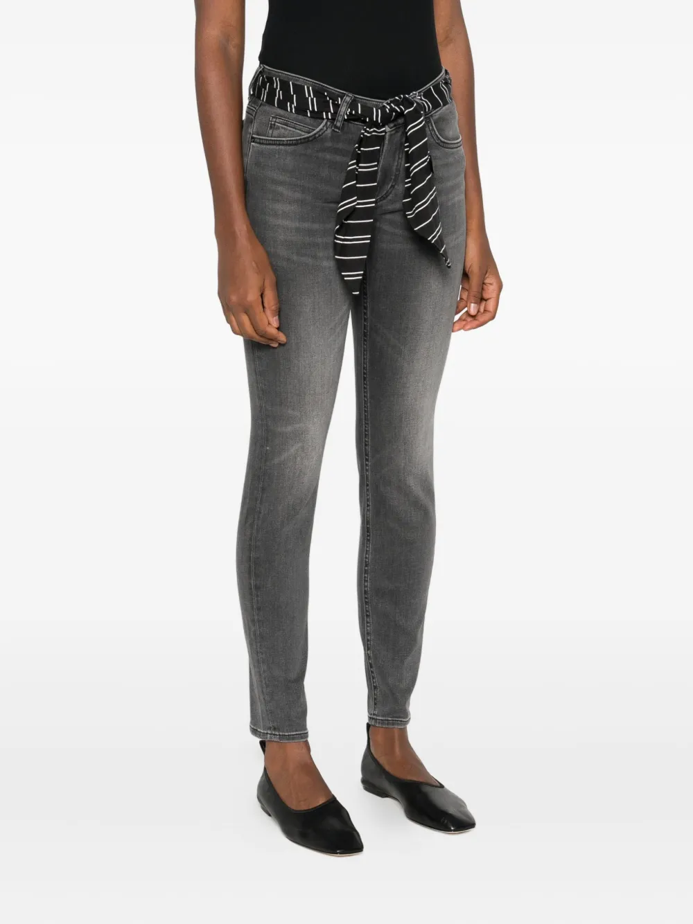 Marc O'Polo Jeans met gestreepte ceintuur Grijs