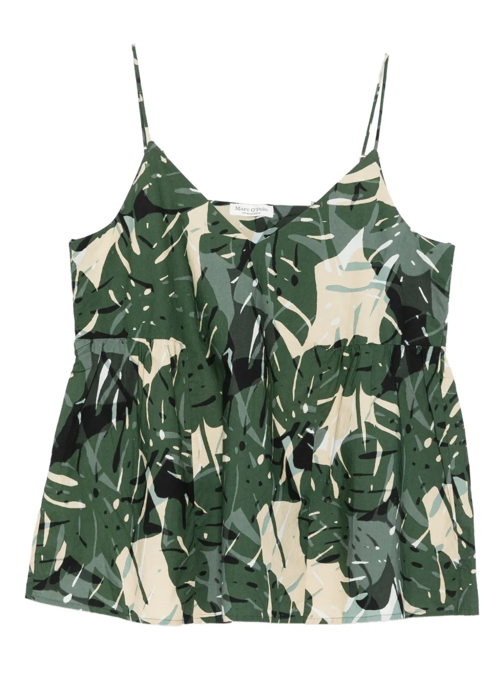 Marc O'polo Leaf-print V-neck Top In Multi