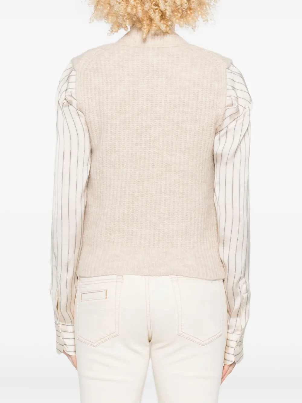 Marc O'Polo Ribgebreide spencer met V-hals Beige