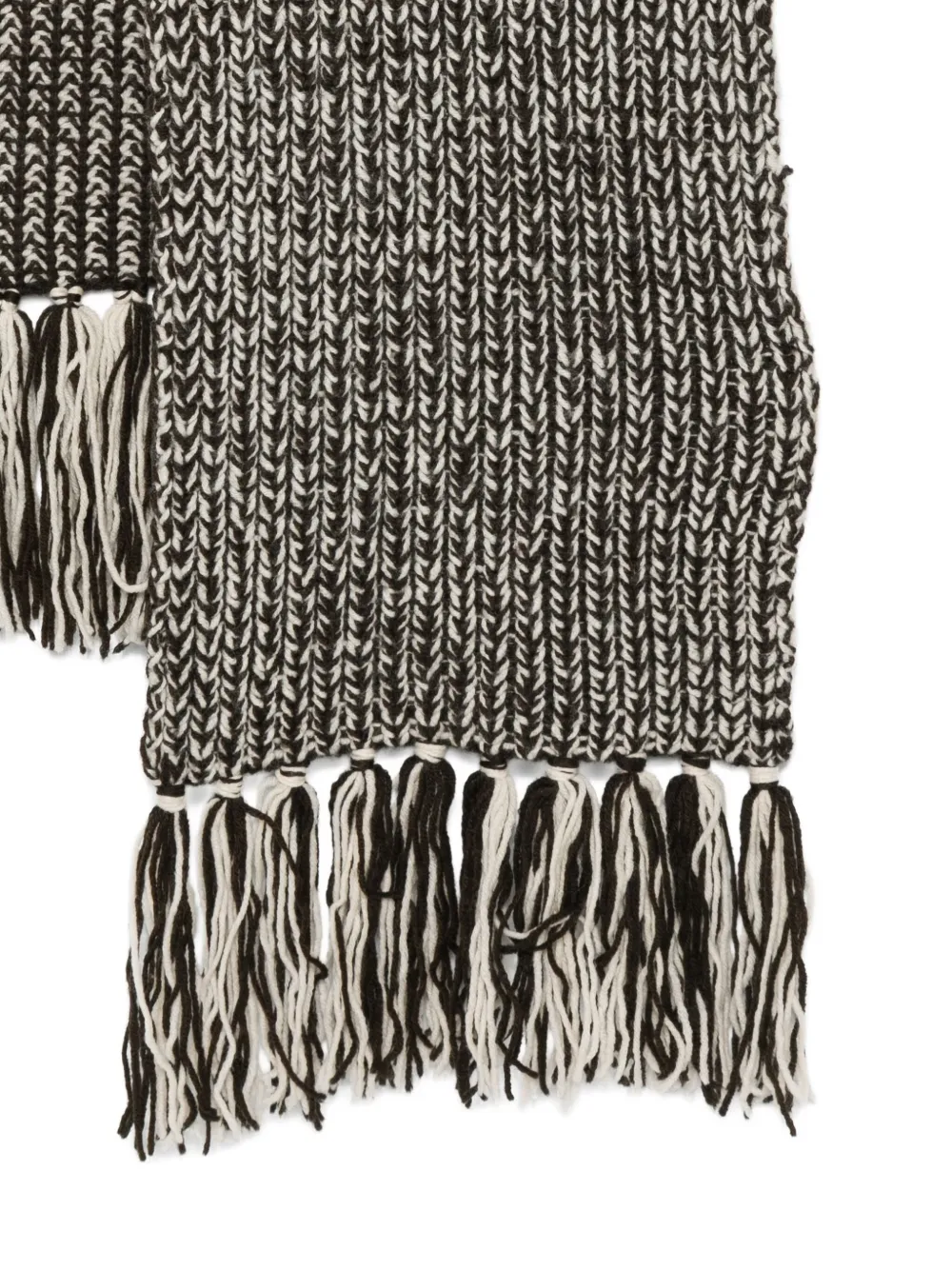 Marc O'Polo ribbed-knit fringe scarf - Grijs