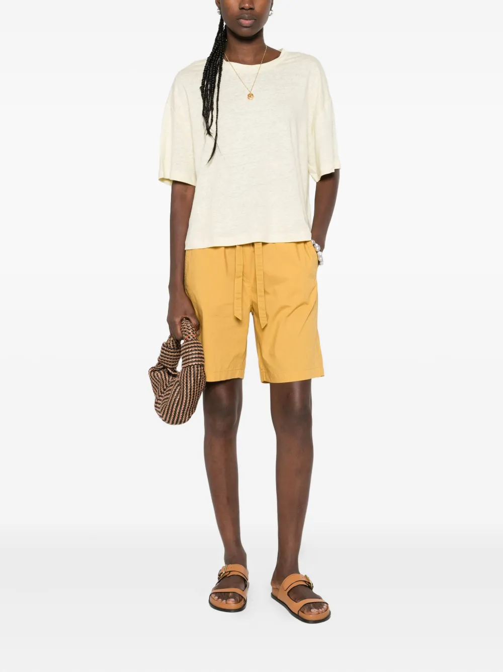 Marc O'polo Drawstring Cotton Shorts In Yellow