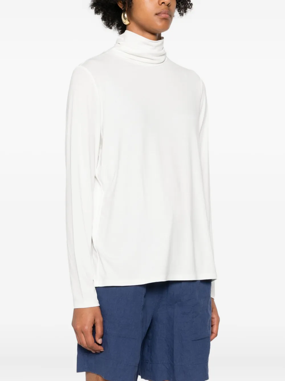 Marc O'Polo T-shirt met col en lange mouwen Wit