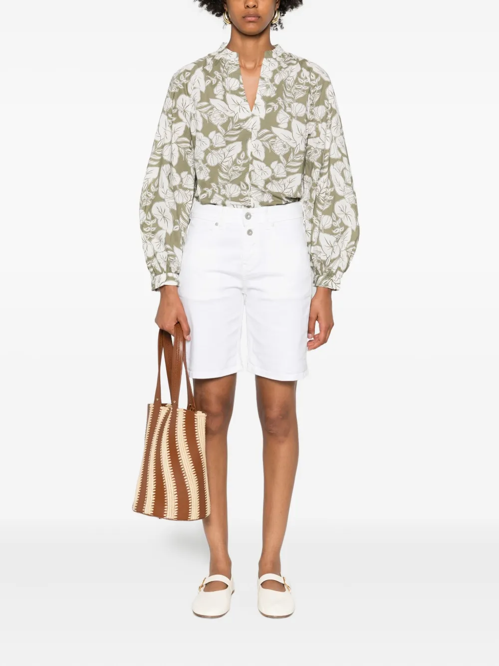 Marc O'Polo floral-print V-neck blouse - Groen