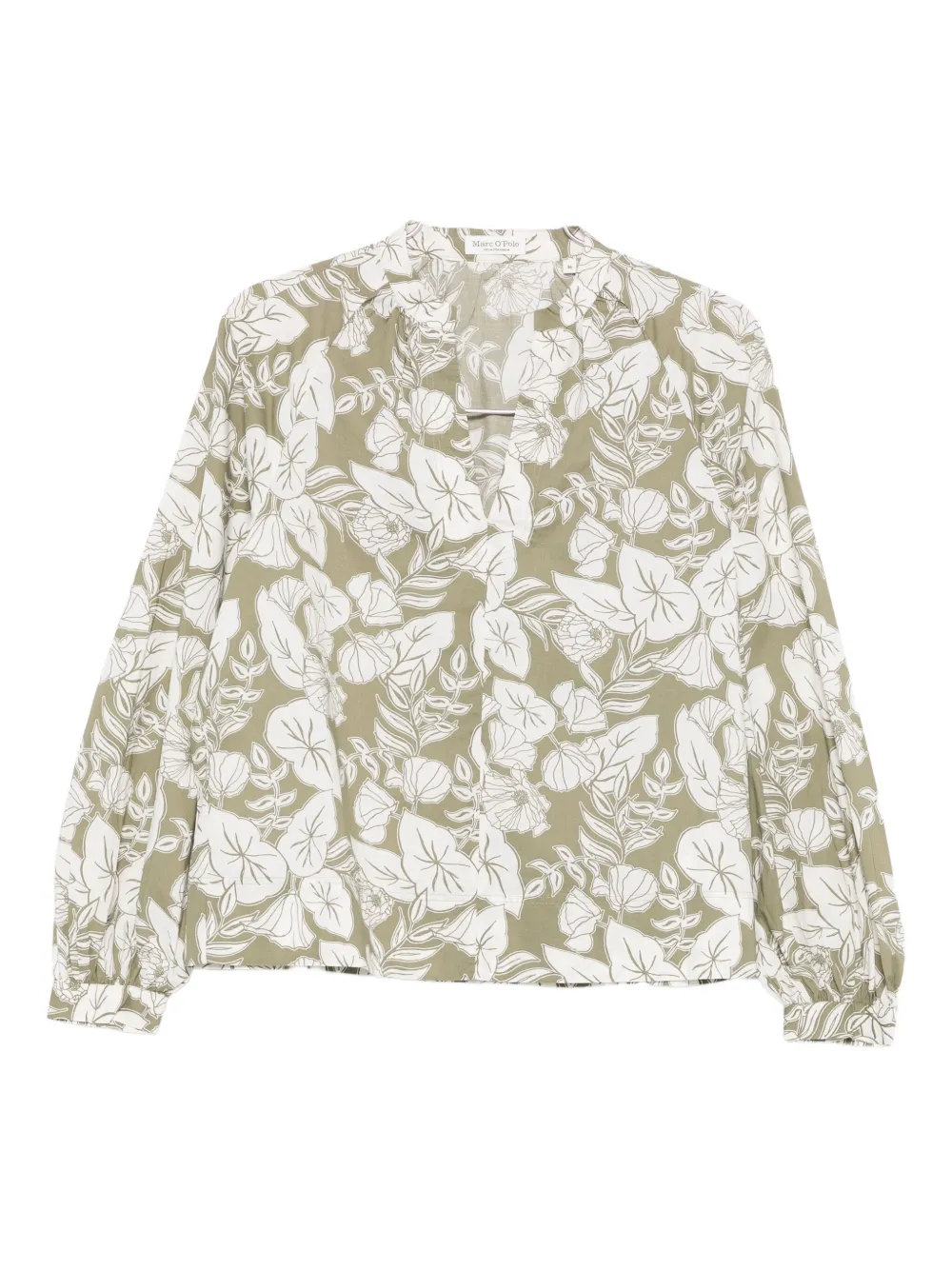 Marc O'polo Floral-print V-neck Blouse In Green