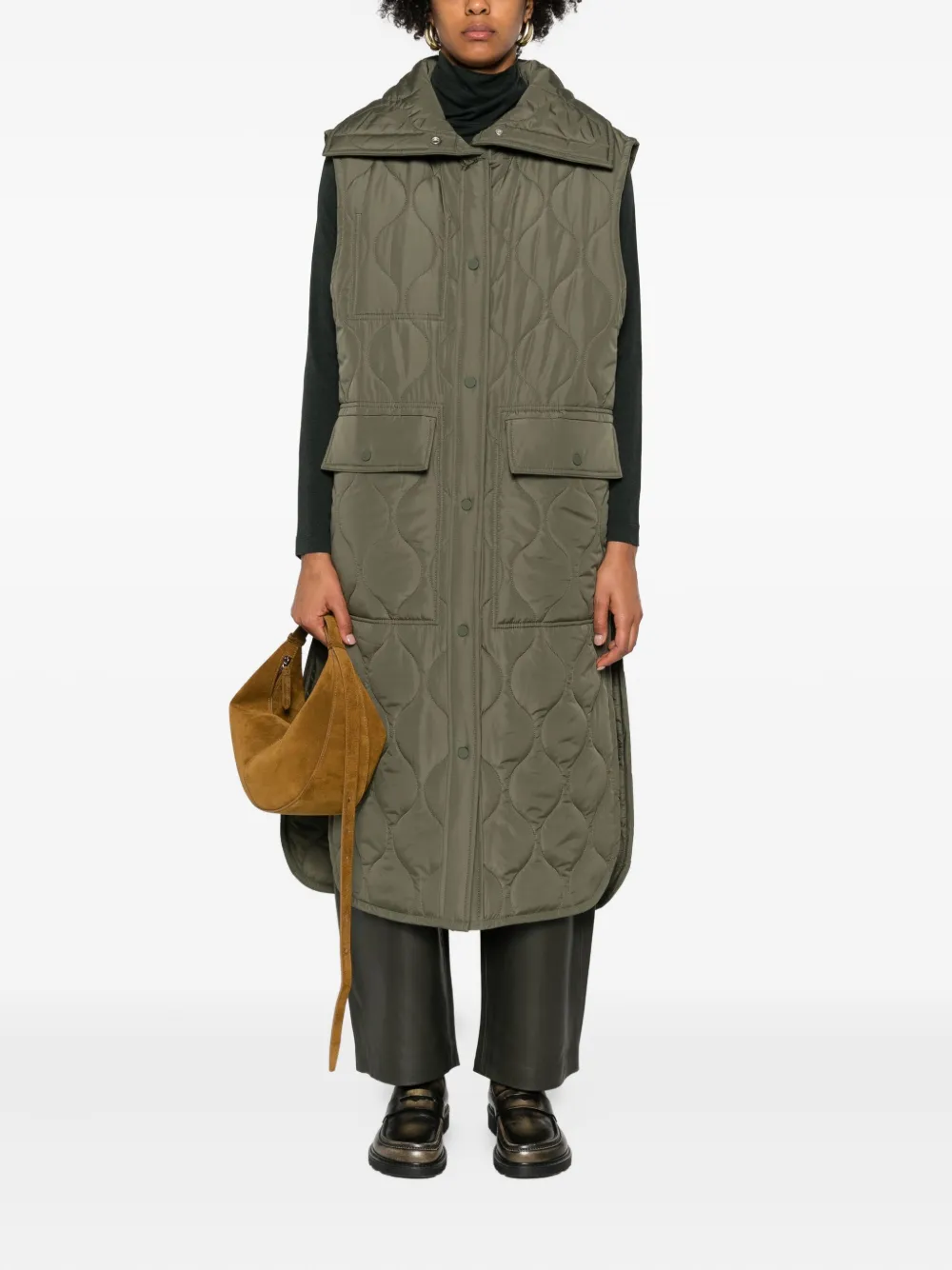 Marc O'polo Quilted Button-fastening Gilet In Neutral