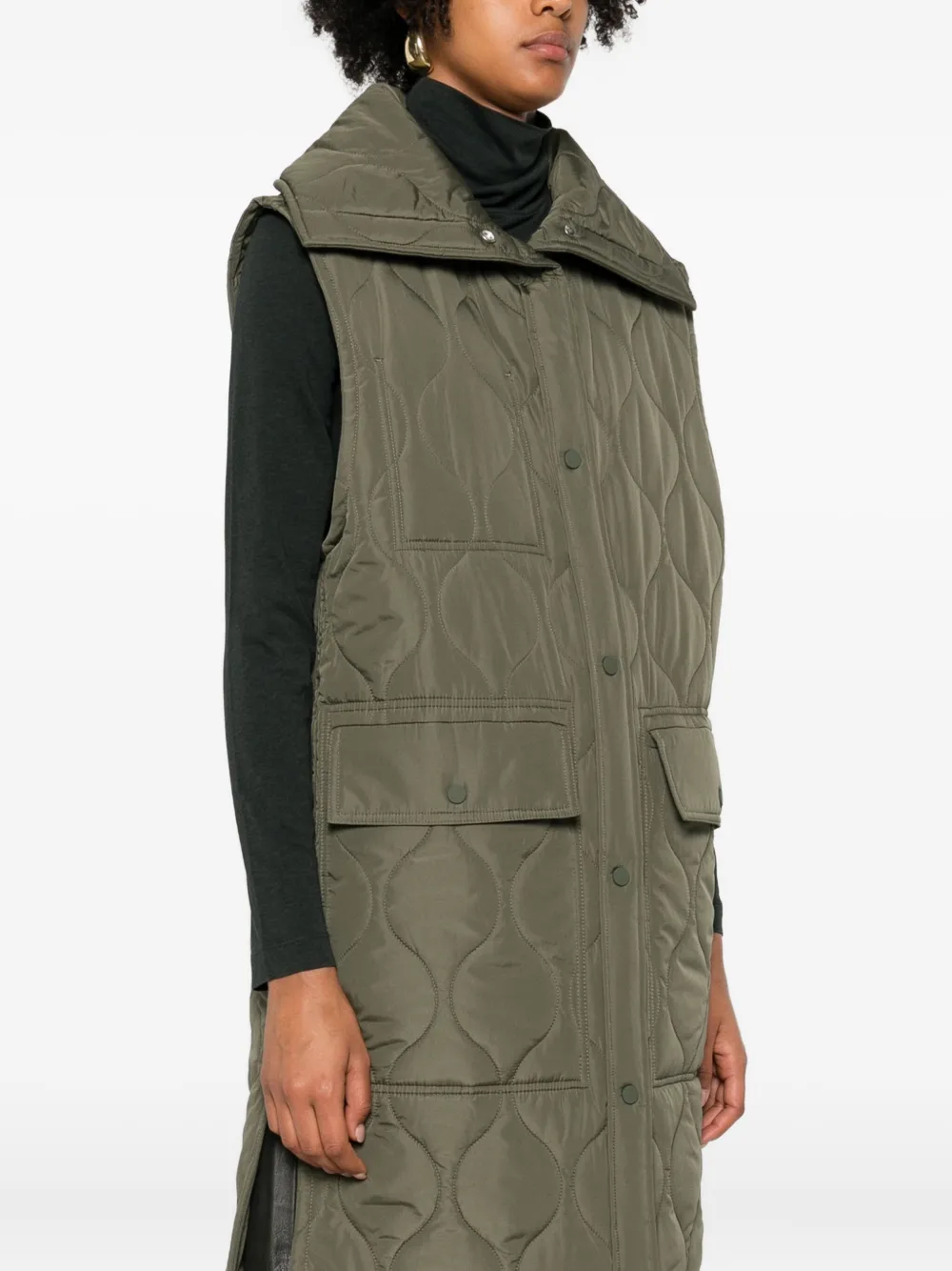 Marc O'polo Quilted Button-fastening Gilet In Neutral