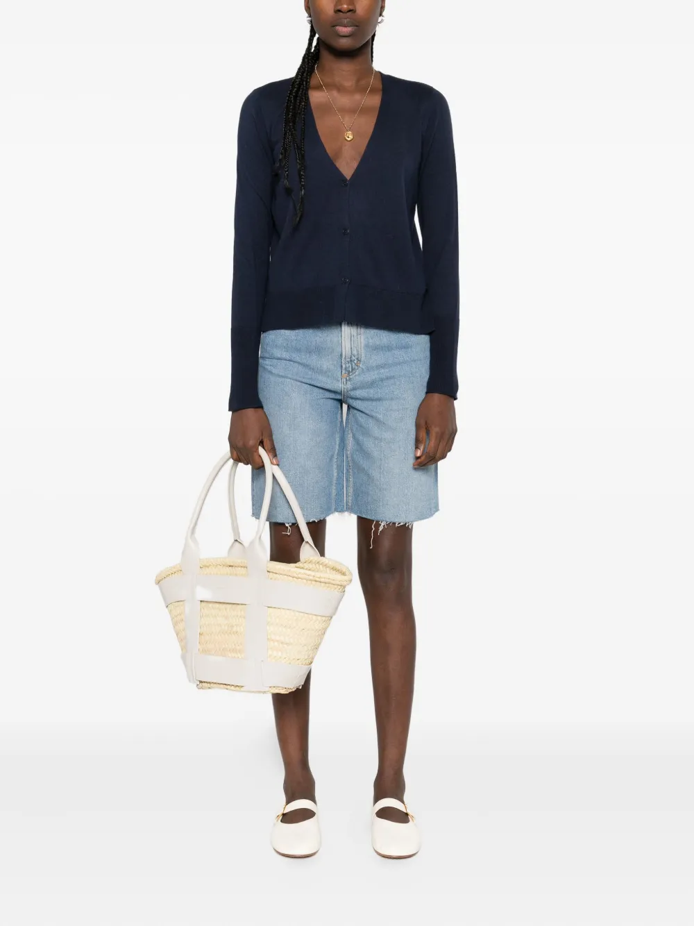 Marc O'Polo Vest met knopen en V-hals Blauw