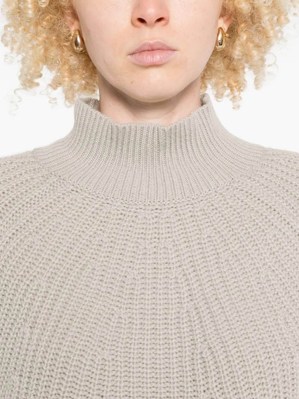 Allude High-neck Ribbed-knit Sweater In Neutral