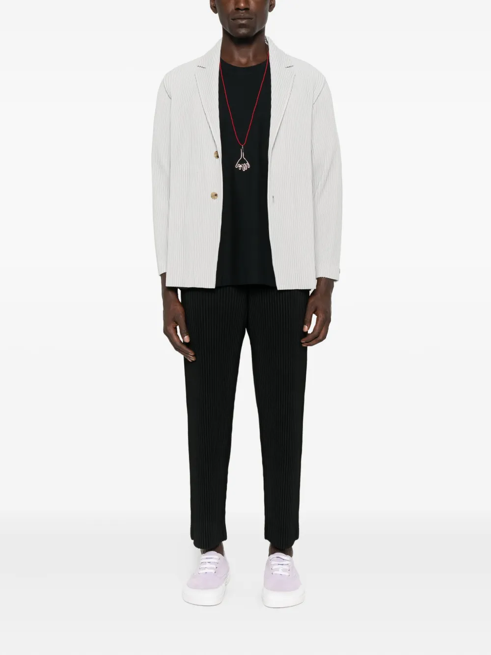 Homme Plissé Issey Miyake Geplooide blazer met knopen Grijs