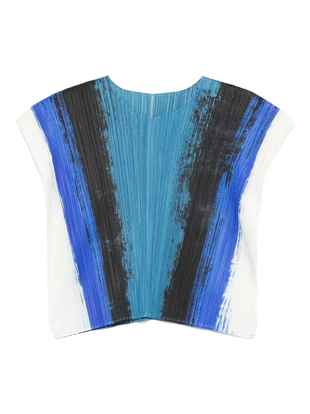 Pleats Please Issey Miyake pleated abstract-print top Blauw