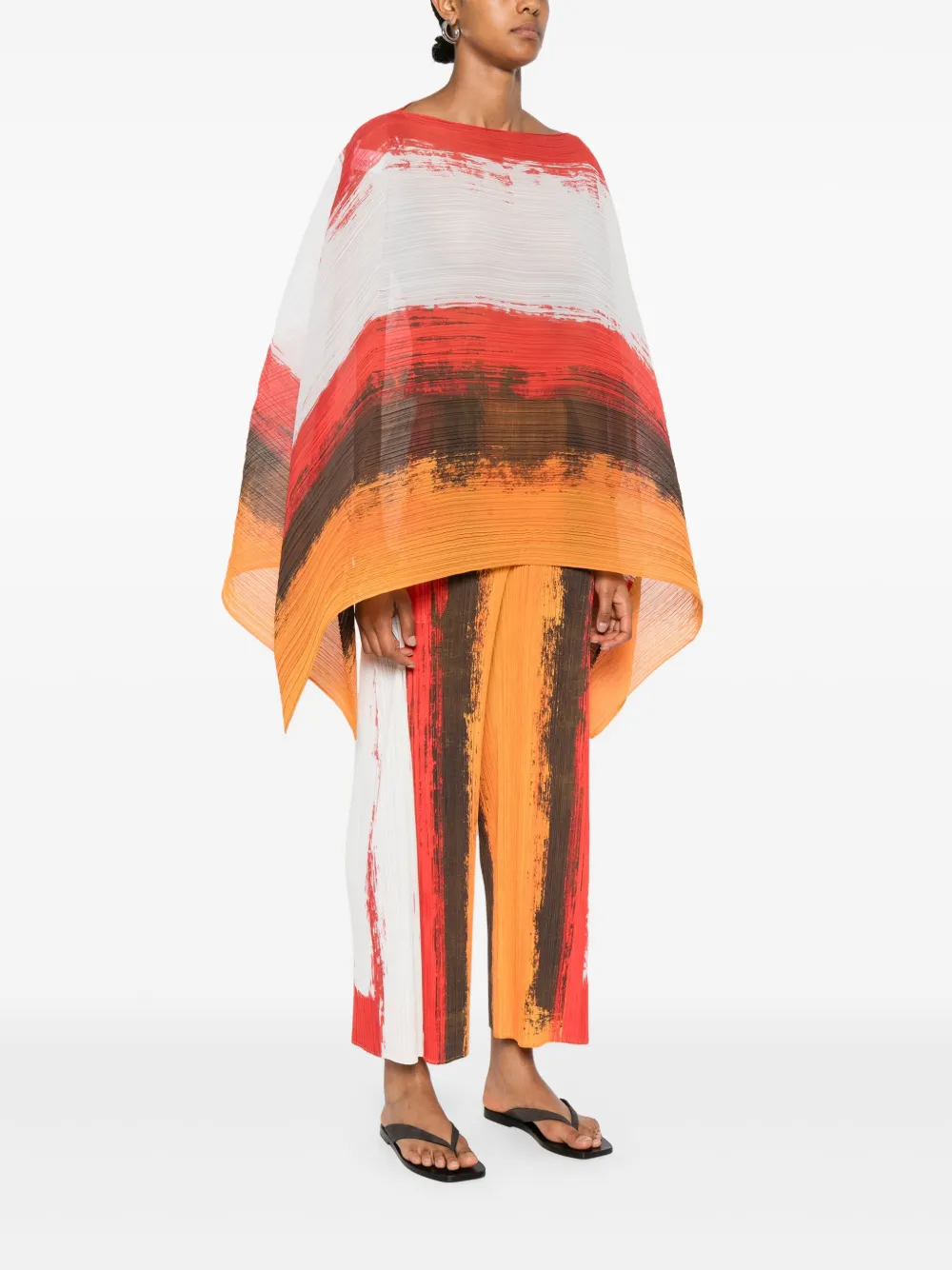 Pleats Please Issey Miyake Top met abstracte print en plooien Rood