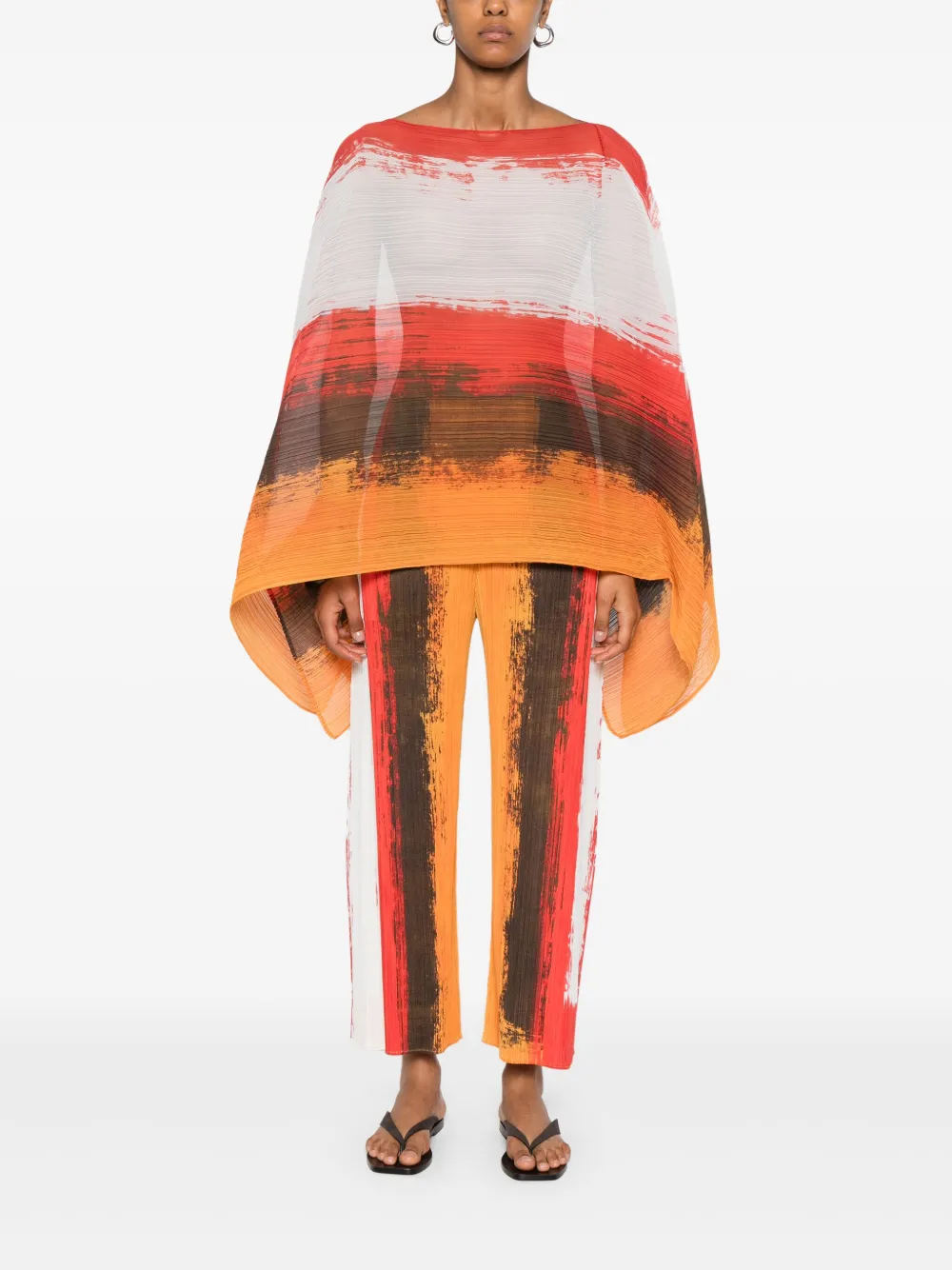 Pleats Please Issey Miyake Top met abstracte print en plooien Rood