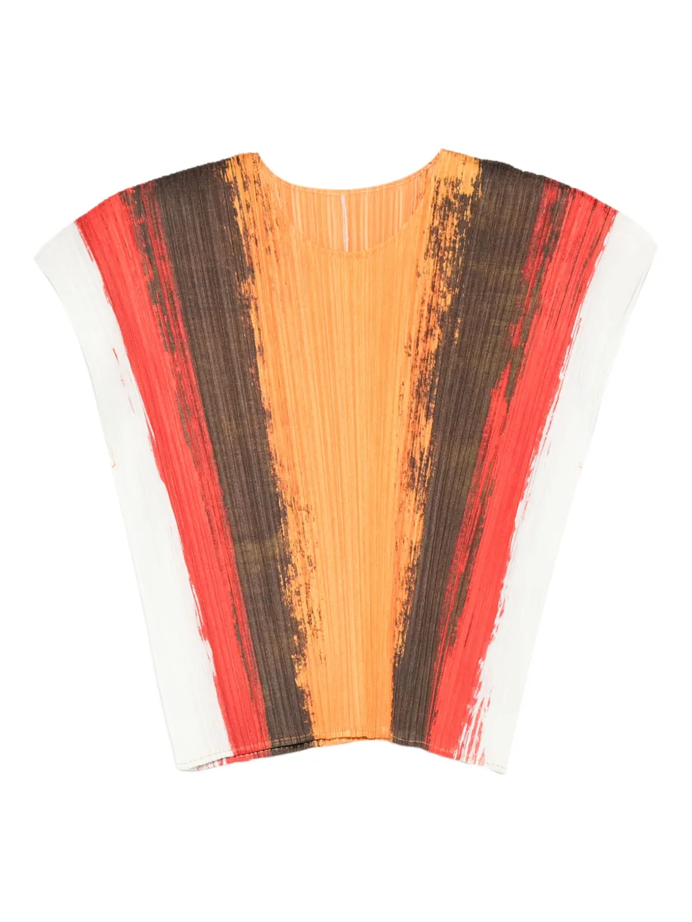 Pleats Please Issey Miyake Geplooide gestreepte top Oranje