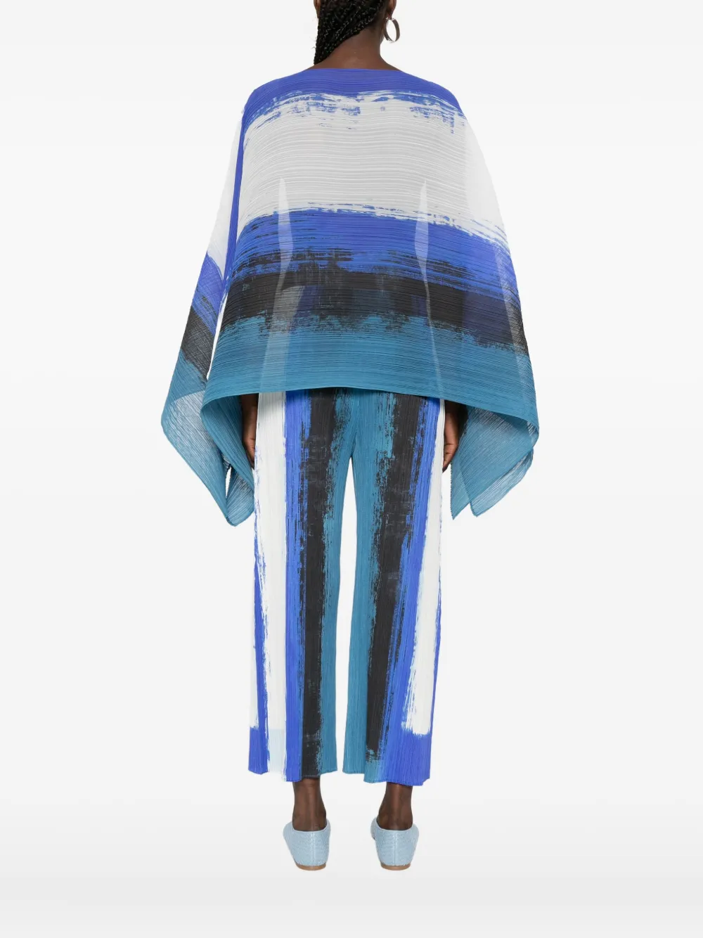 Pleats Please Issey Miyake Top met abstracte print en plooien Blauw