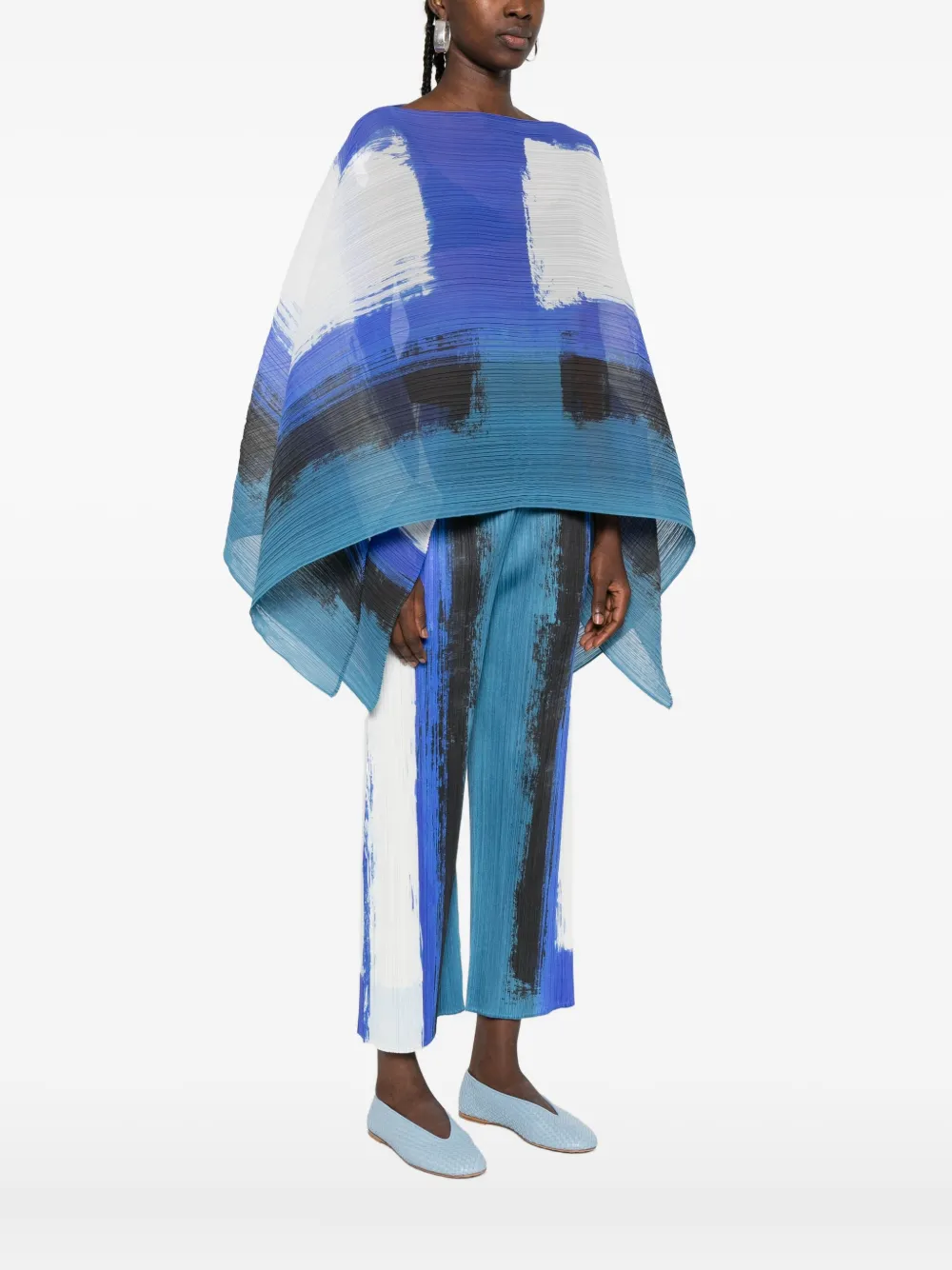 Pleats Please Issey Miyake Top met abstracte print en plooien Blauw