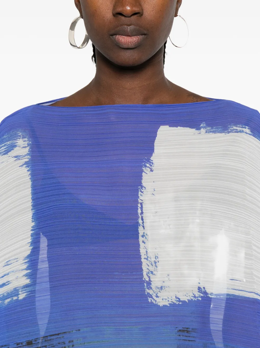 Pleats Please Issey Miyake Top met abstracte print en plooien Blauw