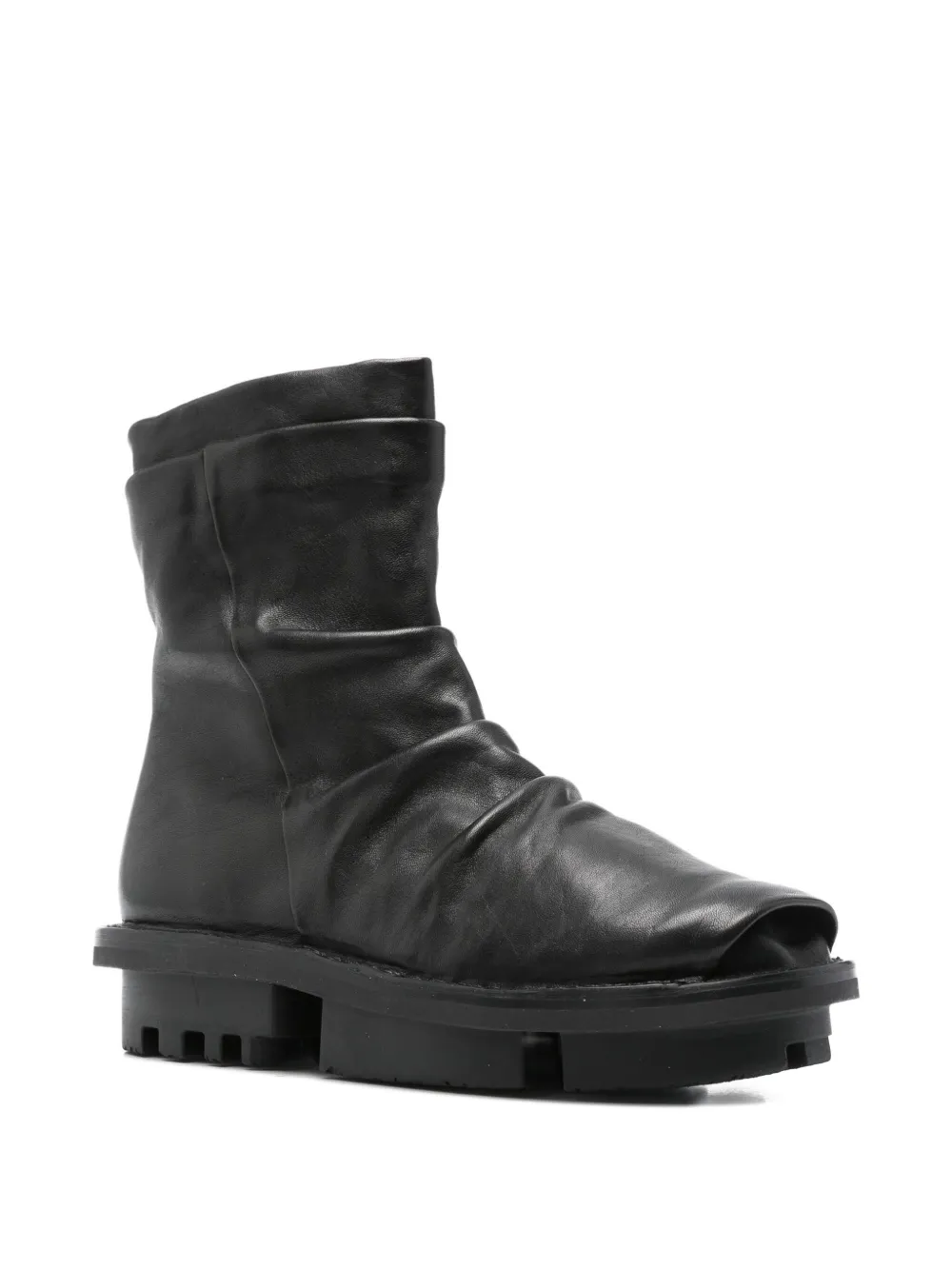 Trippen ruched calf-leather boots Black