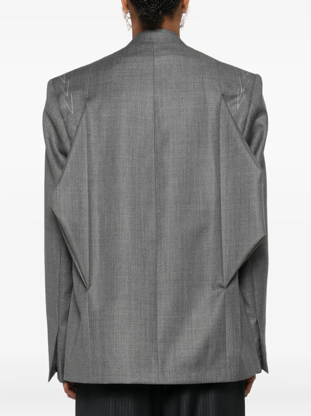 Sonia Carrasco Double-breasted Shoulder-detail Jacket In Gray