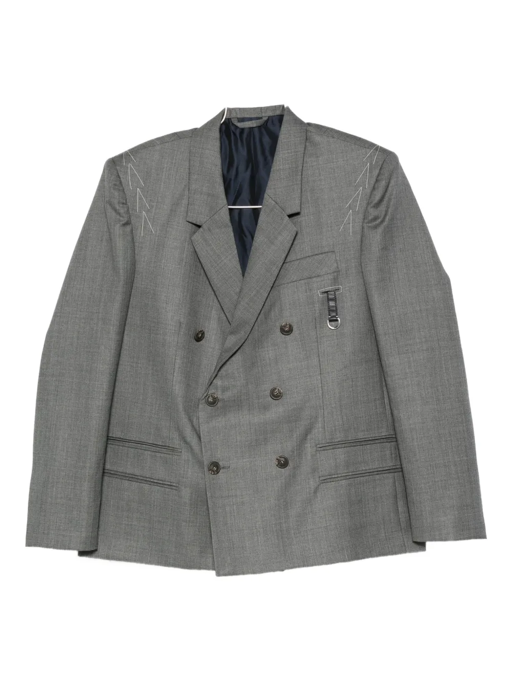 Sonia Carrasco Double-breasted Shoulder-detail Jacket In Gray