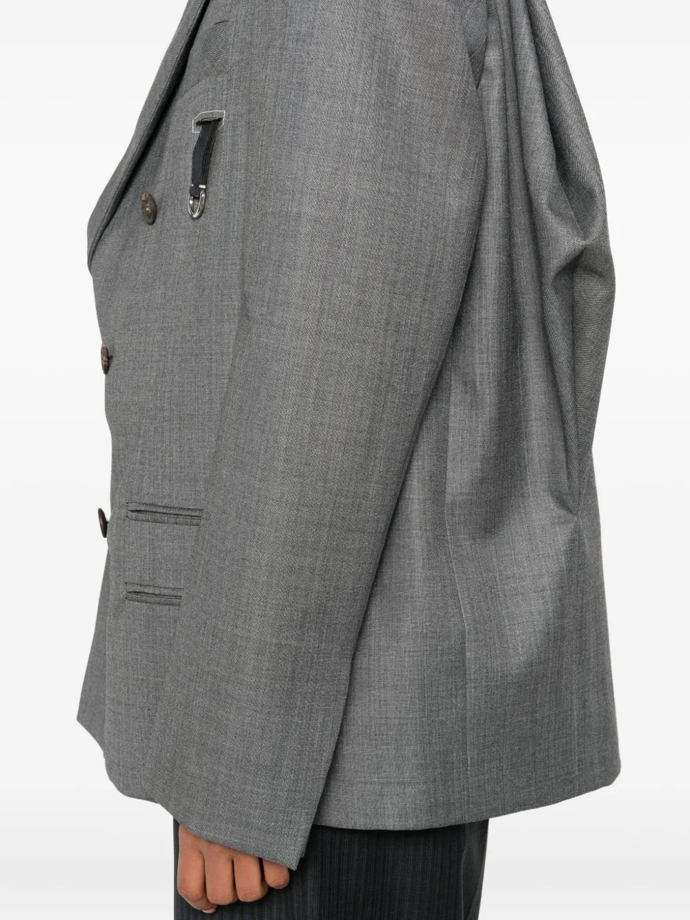 Sonia Carrasco Double-breasted Shoulder-detail Jacket In Gray