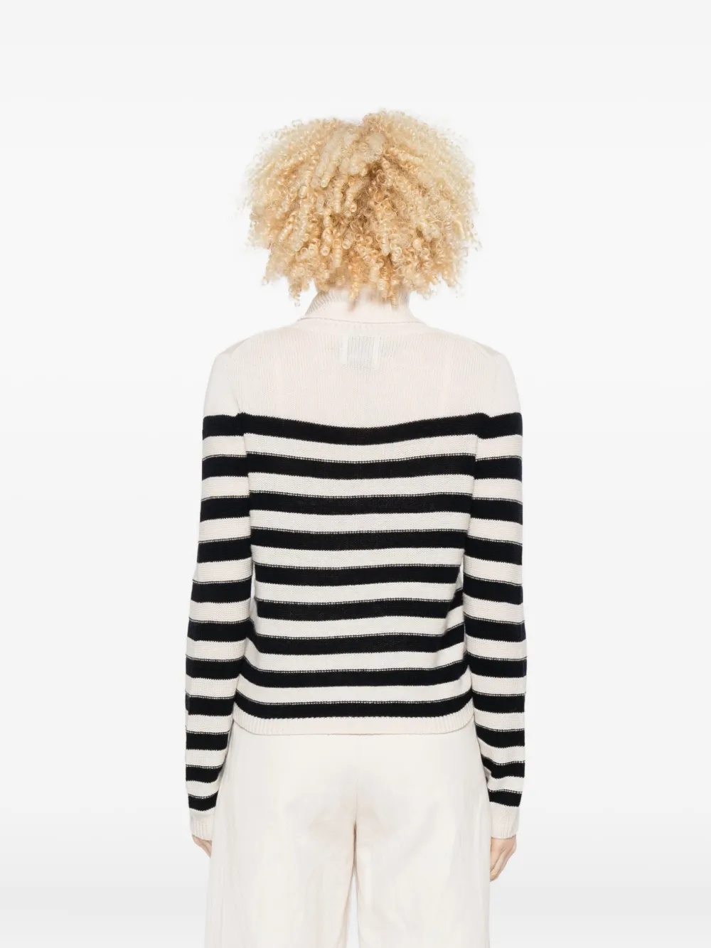 Allude Turtleneck Striped Sweater In White