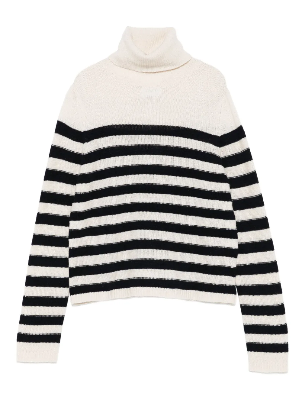 Allude ストライプ タートルネックセーター - ホワイト Allude ストライプ タートルネックセーター - ホワイト