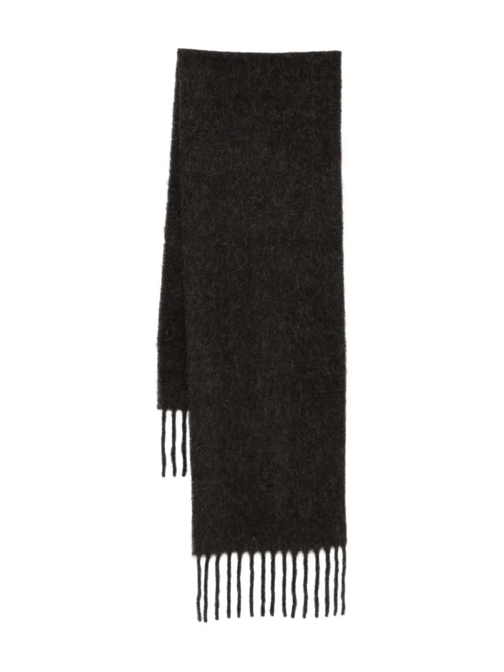 Peserico Fringed Wool-blend Scarf In Black