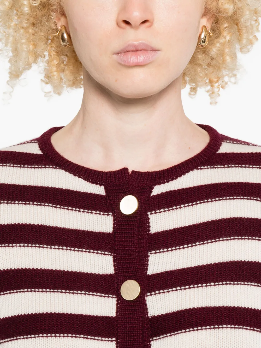 Allude Gestreept vest met knopen Beige