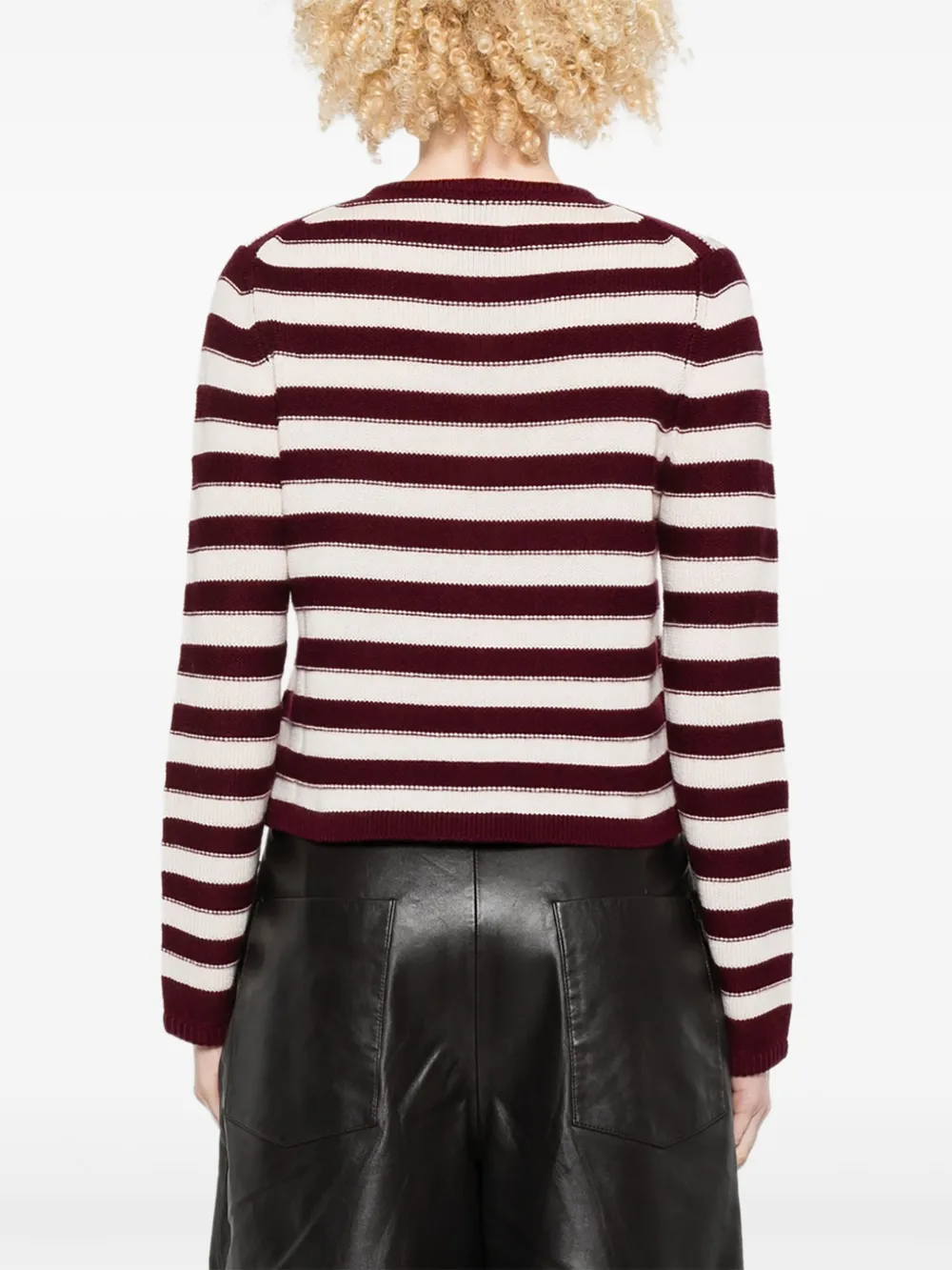 Allude Gestreept vest met knopen Beige