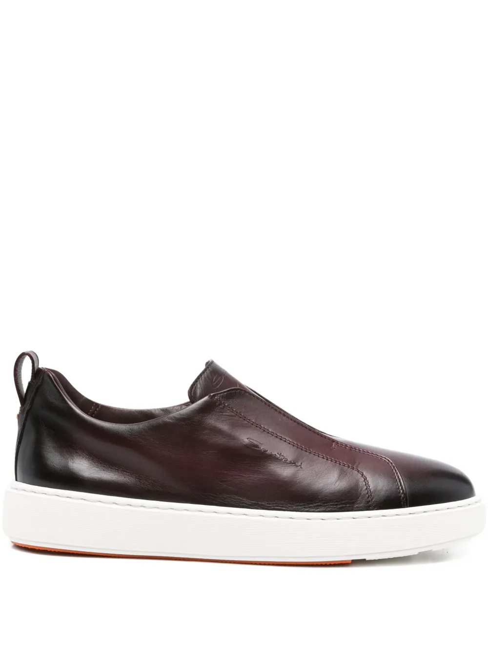 Santoni leather slip-on sneakers Red