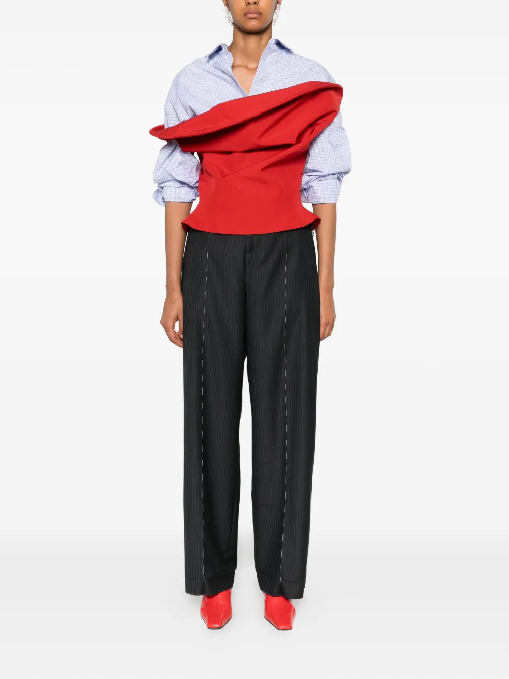 SONIA CARRASCO pinstripe seam-detail trousers - Grijs