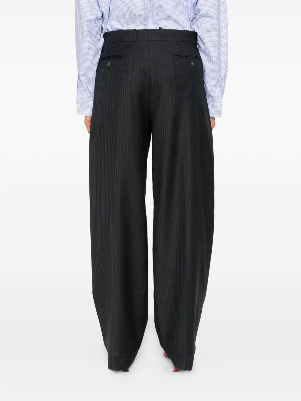Sonia Carrasco Pinstripe Seam-detail Trousers In Gray