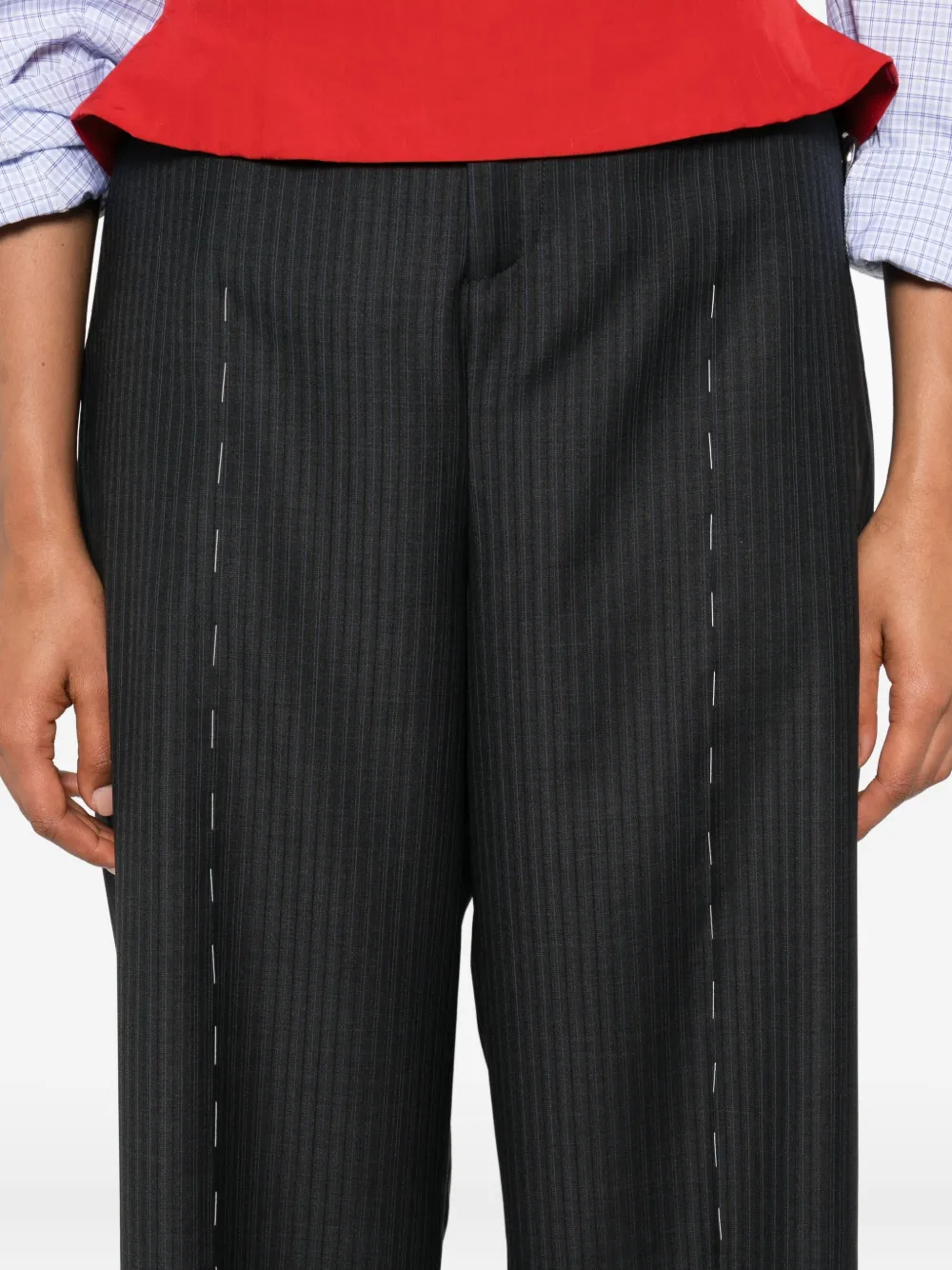 Sonia Carrasco Pinstripe Seam-detail Trousers In Gray