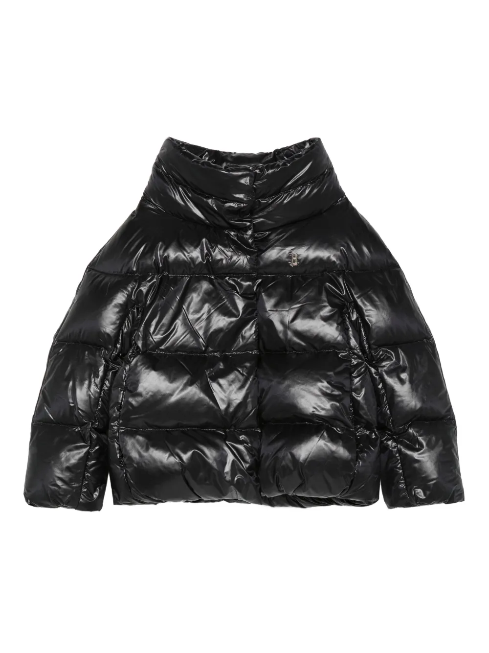 Herno Kids quilted high-neck jacket Zwart