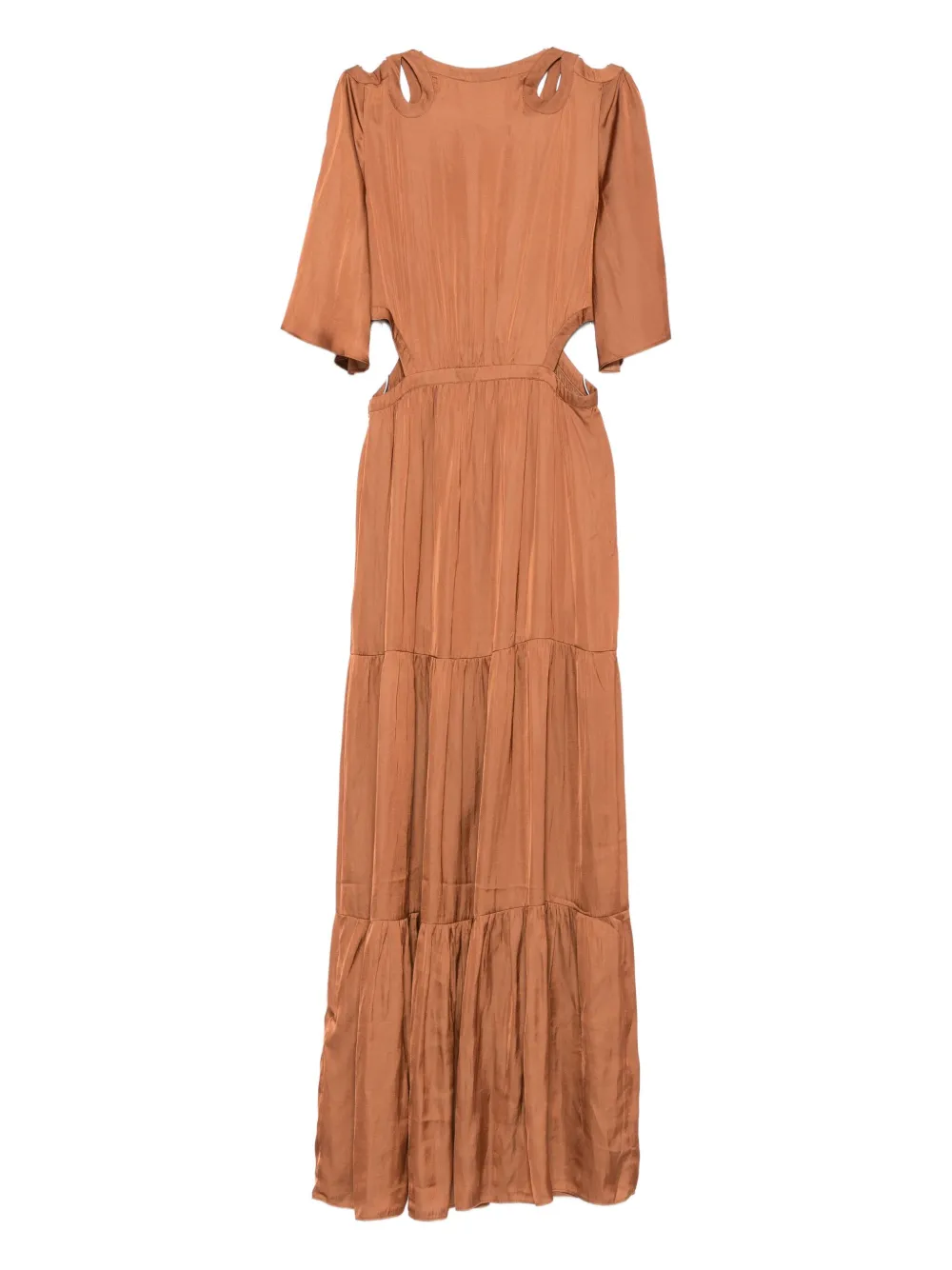 Ba&sh Cut-out Tiered Maxi Dress In Brown