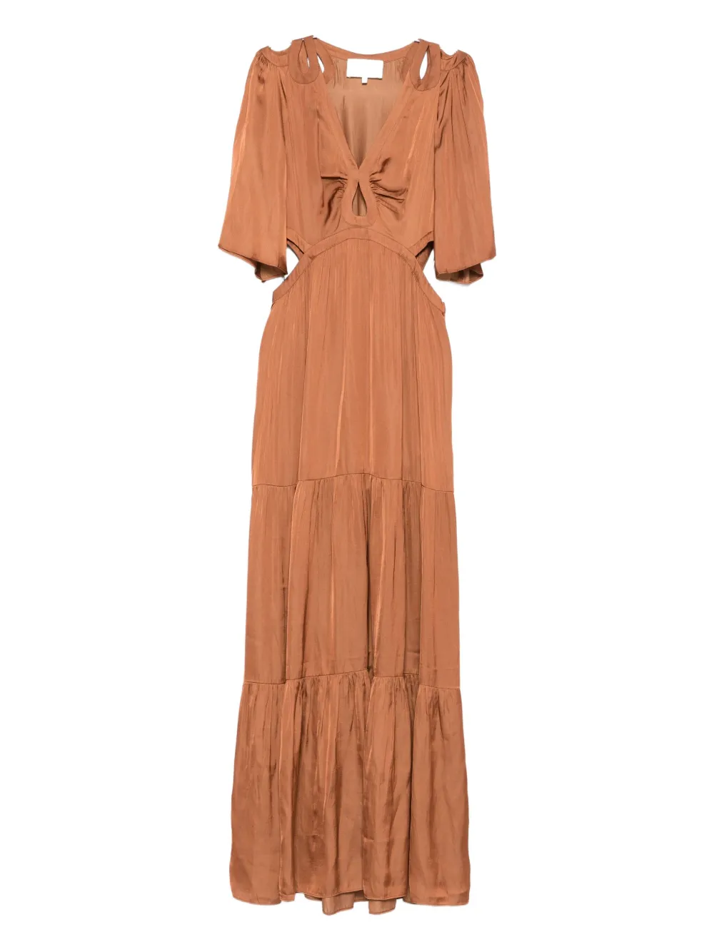 Ba&sh Cut-out Tiered Maxi Dress In Brown