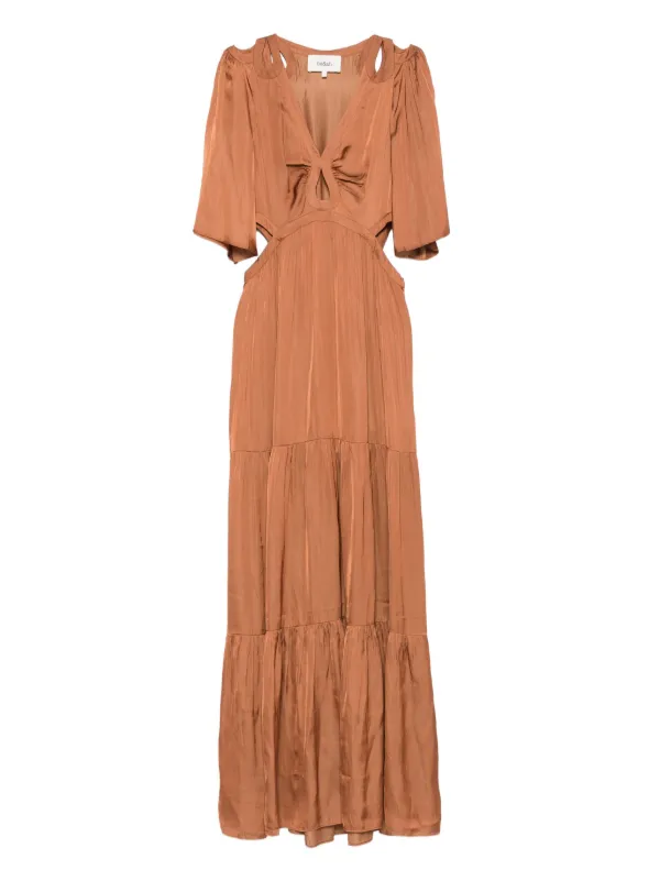 Ba&Sh Robe Longue à Volants Superposés Marron FARFETCH FR