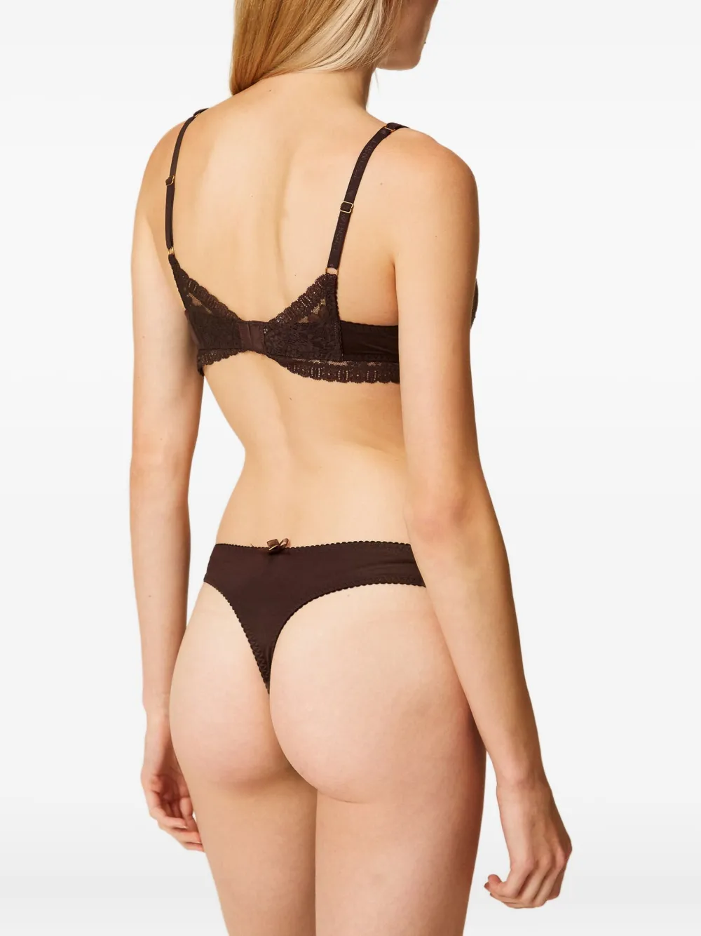TWINSET String met bloemenkant Bruin